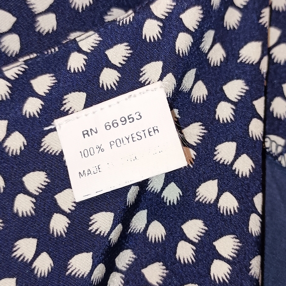 Leslie Fay Vintage Blue White Print Pleated dress size 14 - Picture 8 of 11